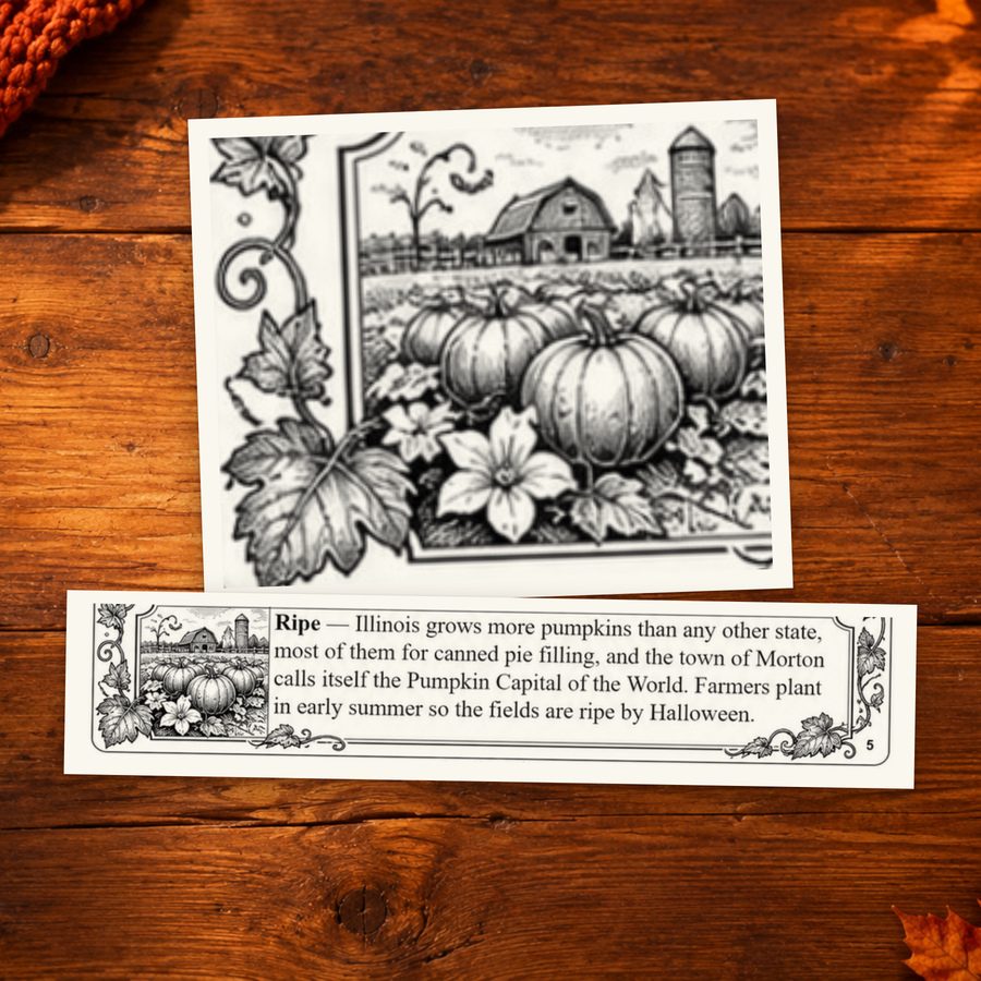 The original pumpkin-field illustration and Word Spotlight from Where the Pumpkins Grow.